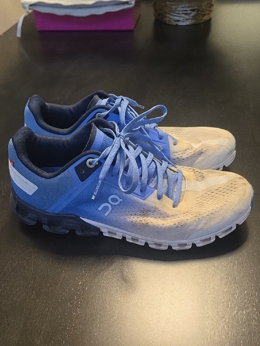 On Running Women's Light Blue and Navy Athletic Sneakers - Picture 3 of 5
